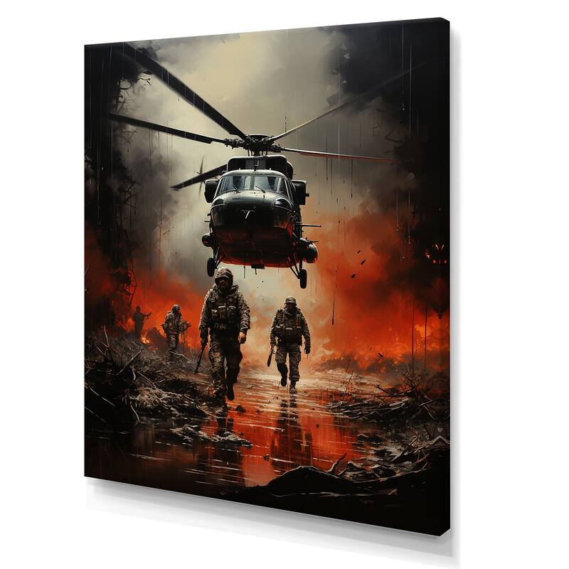 Designart "Abstract Military Battlefield Reflections I" Military Wall Art