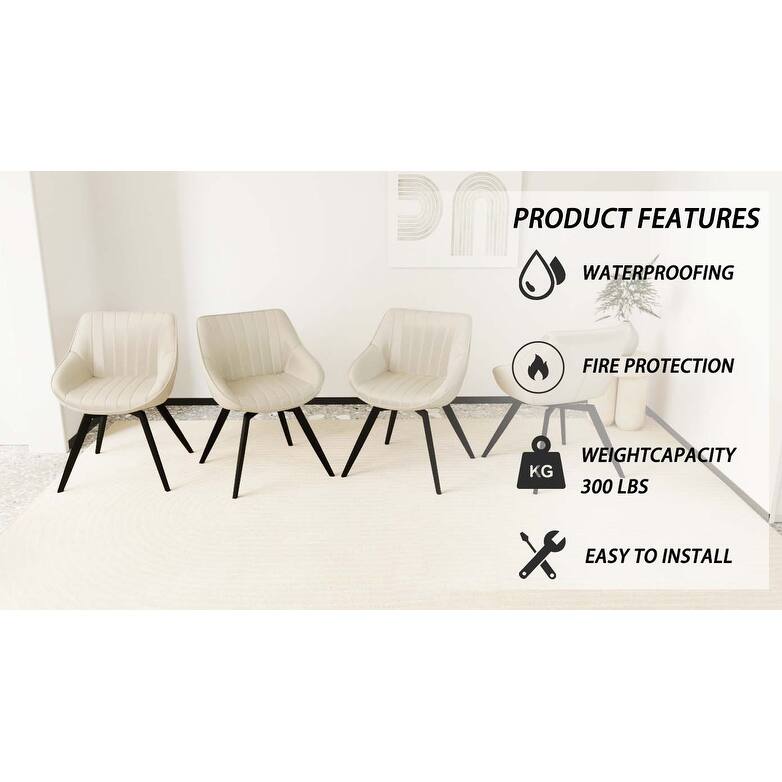 A set of 4 dining chairs, medieval modern kitchen dining chair, PU decorative chairs with black metal legs, suitable for