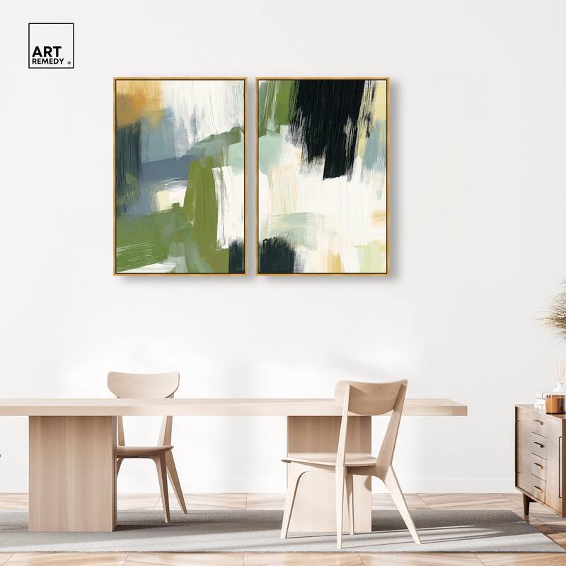 Textured Greens I Canvas Set of 2 by Art Remedy