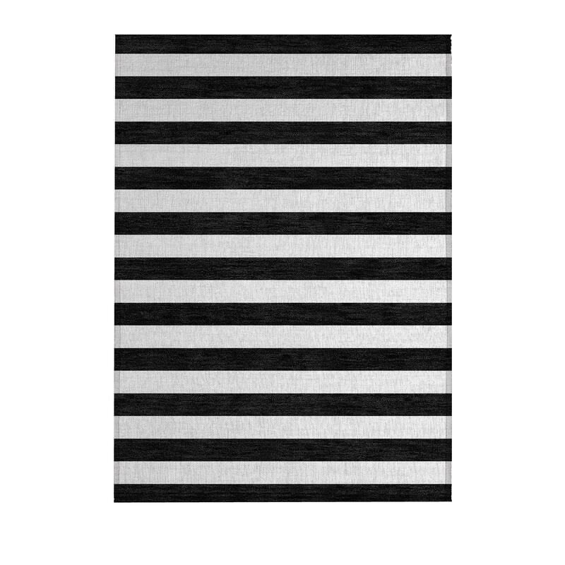 Alsix Stripe Weather Resistant Blended Style Outdoor Rug - 2' x 3'