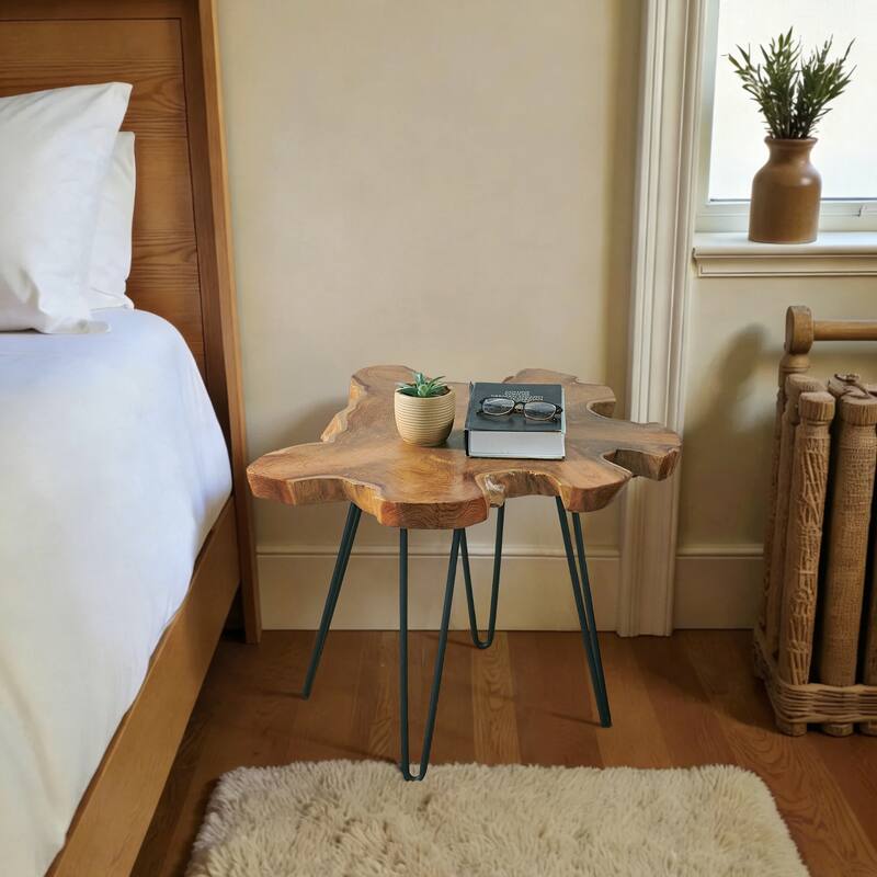 Greenage Solid Wood Teak Live Edge Natural Cut Coffee Table