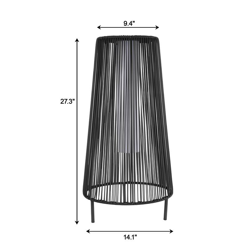 2-Pack Outdoor All-Weather Rattan Solar Light Patio Floor Lamp For Porch