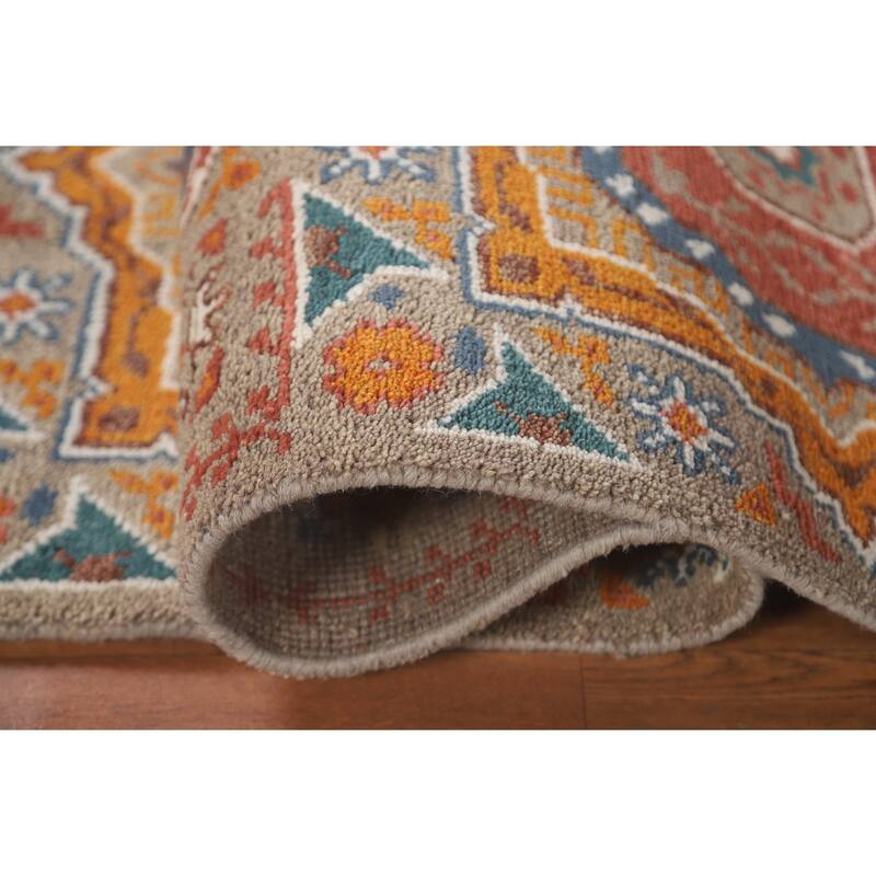 Geometric Kazak Runner Rug Handmade Wool Carpet - 2'6" x 8'2"