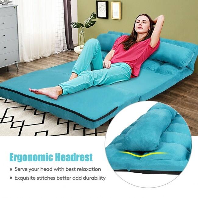 Adjustable 6-Position Floor Sofa Bed with Removable Cloth Cover - 71" x 44.5" x 5.5" (L x Wx H)
