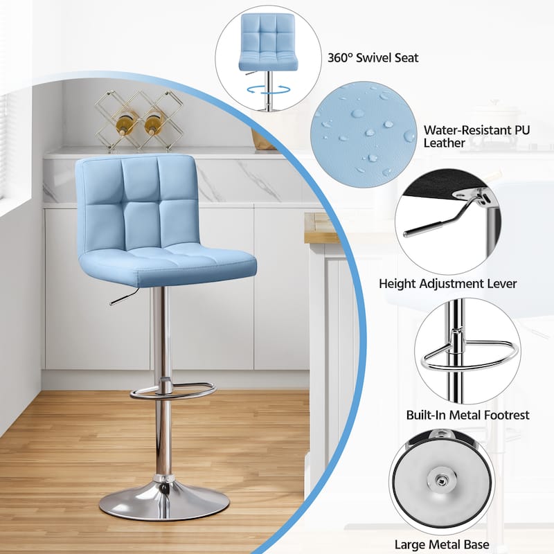 Yaheetech 2pcs Adjustable Modern Faux Leather Swivel Bar Chairs