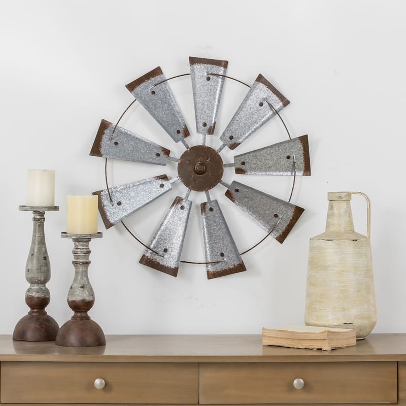 Glitzhome Farmhouse Rustic Wind Spinner Wall Decor
