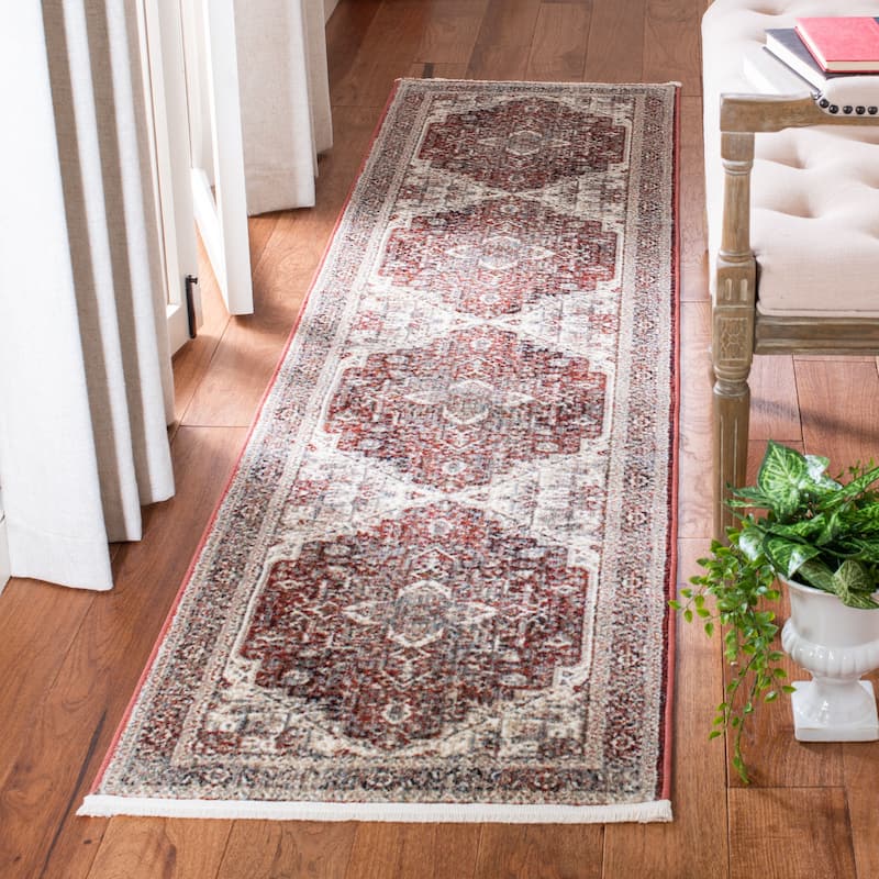 SAFAVIEH Herat Kara Traditional Rug - 2' x 8' Runner - Red/Ivory