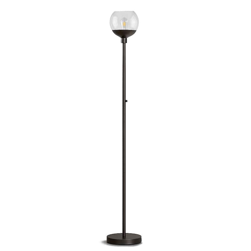 Metro Glass Shade 71"H LED Dimmable Torchiere Floor Lamp - DarkBronze/GlassClear
