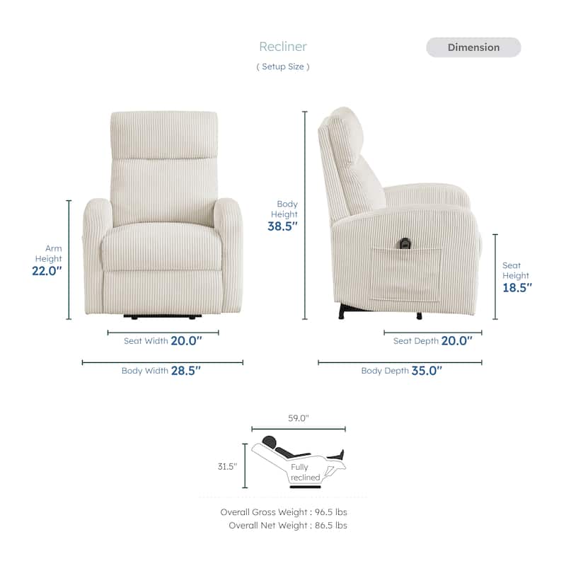 Covelo Corduroy Reclining Chair