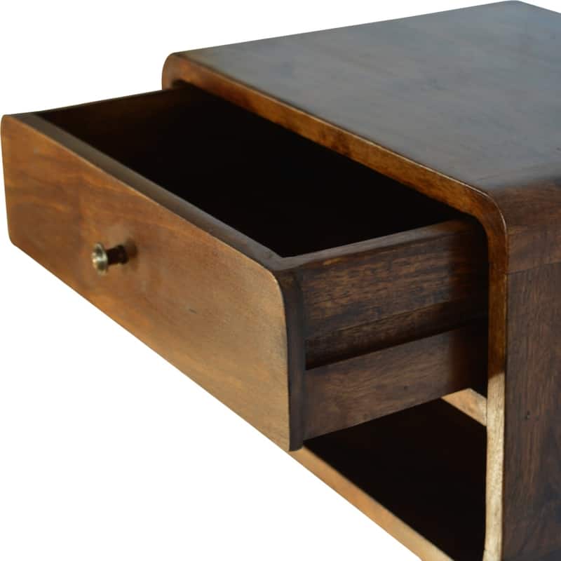 HomeRoots 18" Chestnut Solid Wood One Drawer Floating Nightstand