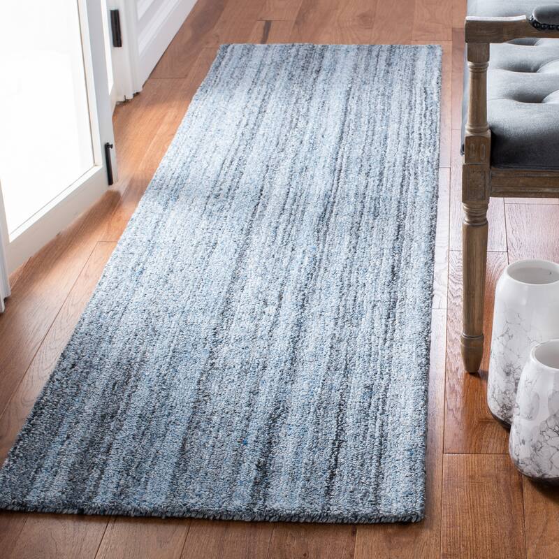 SAFAVIEH Handmade Abstract Ilira Modern Stripe Wool Rug - 2'3" x 8' Runner - Grey