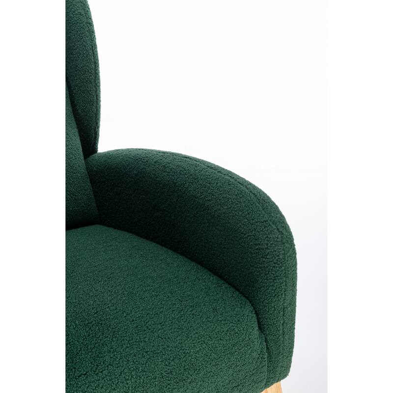 Green Modern 38" High Back Upholstered Rocking Chair with Wood Legs and Packet