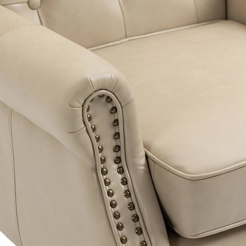 Transitional Wingback Accent Chair Armchair with Sturdy Wood Legs
