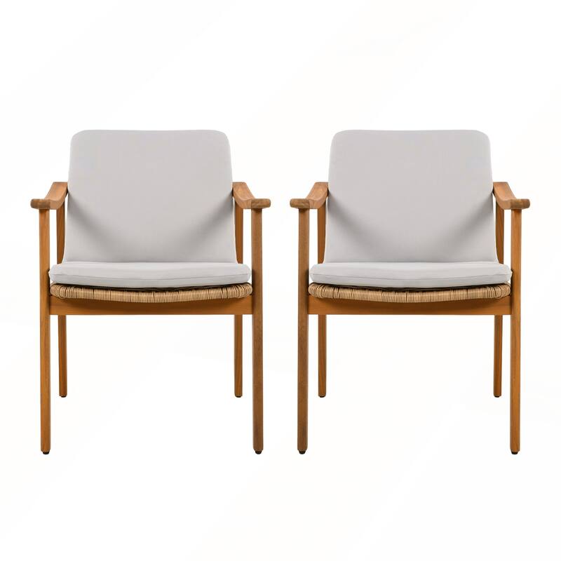Outdoor Dining Chairs Set of 2 with Waterproof Cushion for Patios and Gardens