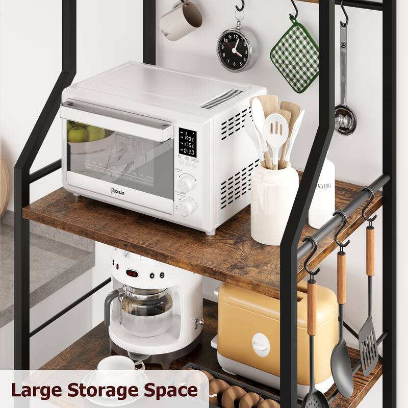 Kitchen Bakers Rack, Microwave Oven Stand with 2 Large Wire Basket