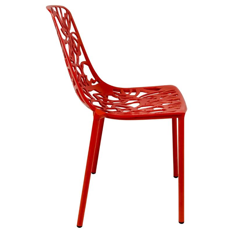 Devon Aluminum Floral Cutout Stackable Dining Chair for Dining Room, Patio, or Garden