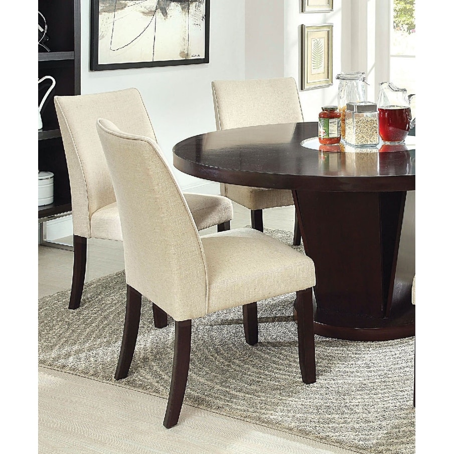 Set of 2 Chairs Only Kitchen Dining Room Furniture Espresso Solid wood Frame Cushion seat Chairs