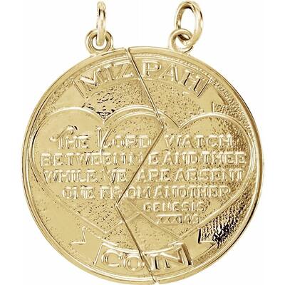 14k Yellow Gold Miz Pah Coin Right Pendant