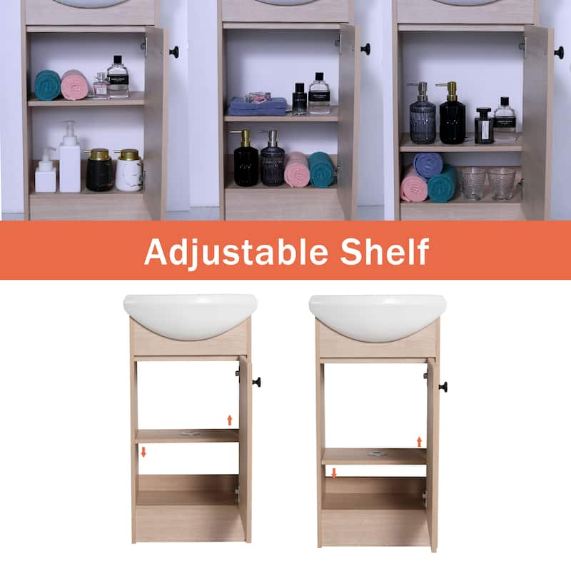 Wall Mounted 18'' Single Bathroom Vanity Sink Combo with Soft Close Door for Small Bathroom