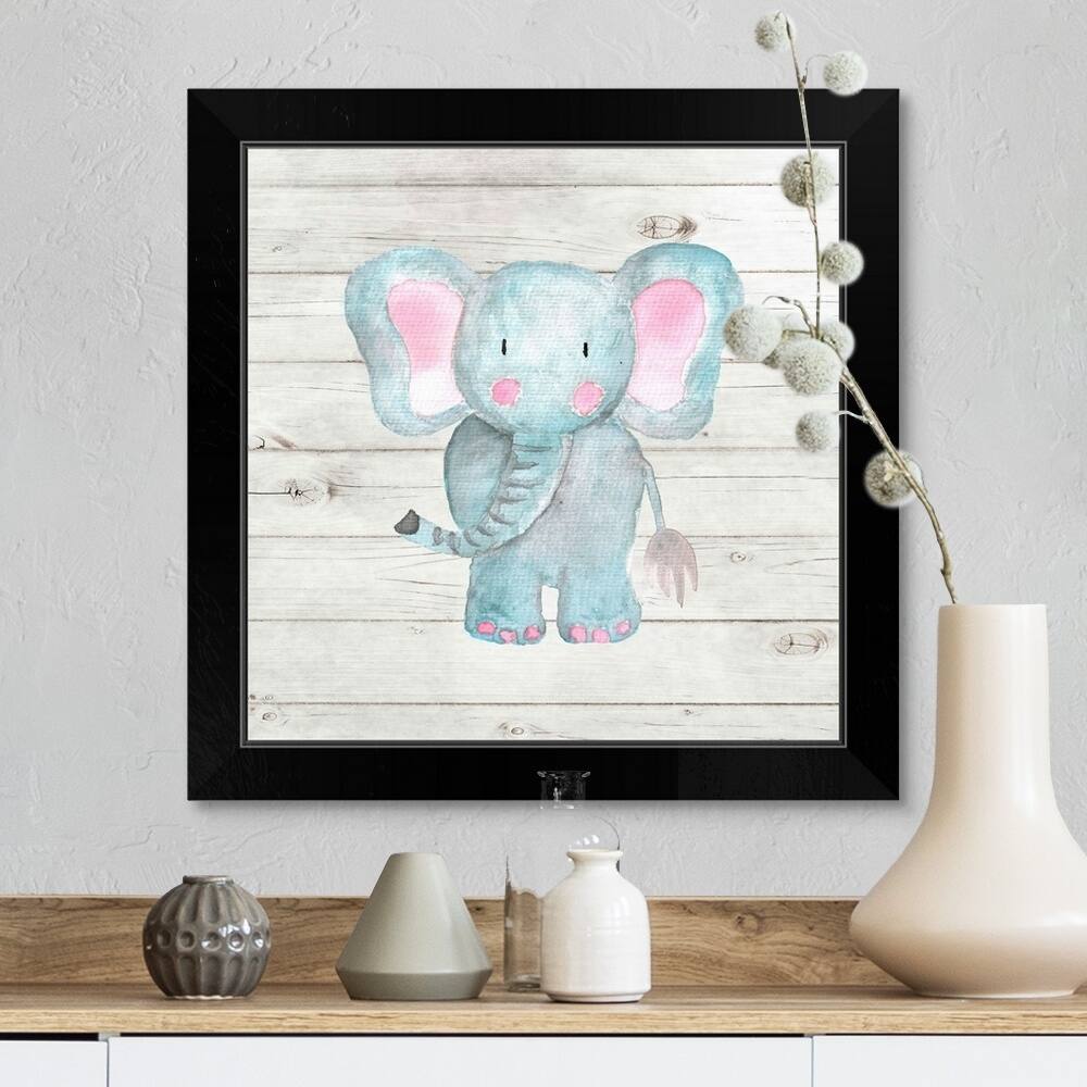 "Watercolor Elephant" Black Framed Print