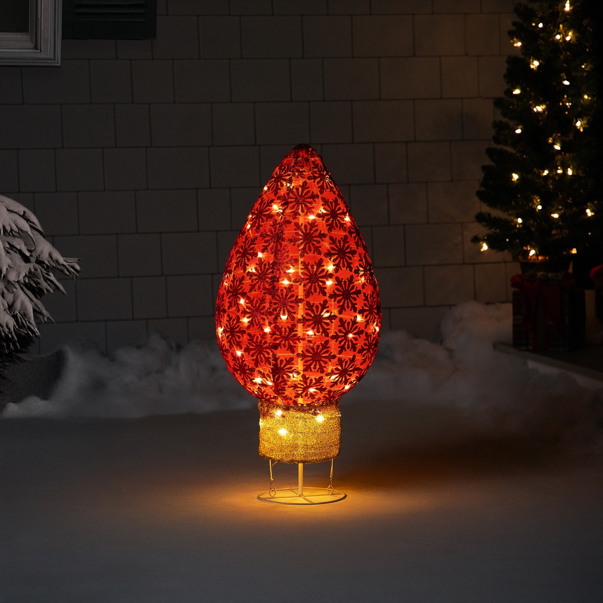 LED Retro Light Bulb Outdoor Christmas Decoration 32" Red Warm White