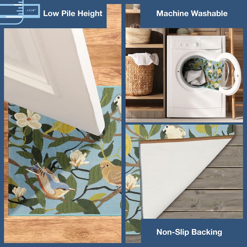 Liora Manne Esencia Floral Finches Indoor/Outdoor Mat