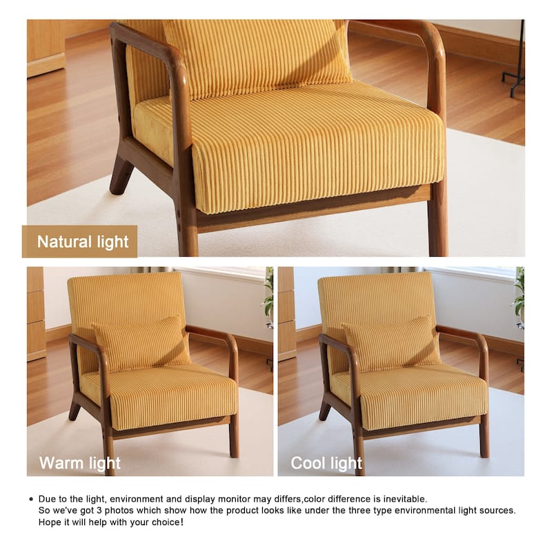 Mid-Century Upholstered Accent Chair with Wood Frame