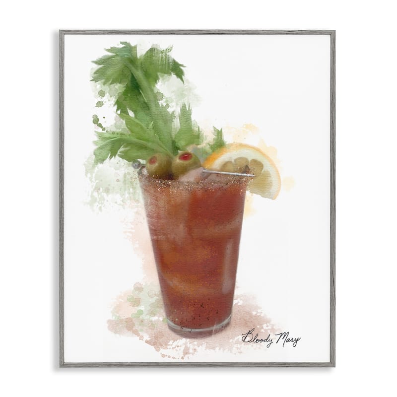 Stupell Modern Bloody Mary Framed Giclee Art Design By Matthew Piotrowicz - 11 x 14 - Grey