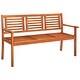 preview thumbnail 2 of 7, vidaXL 3-Seater Patio Bench with Cushion 59.1" Solid Eucalyptus Wood - 59.1" x 23.6" x 35"