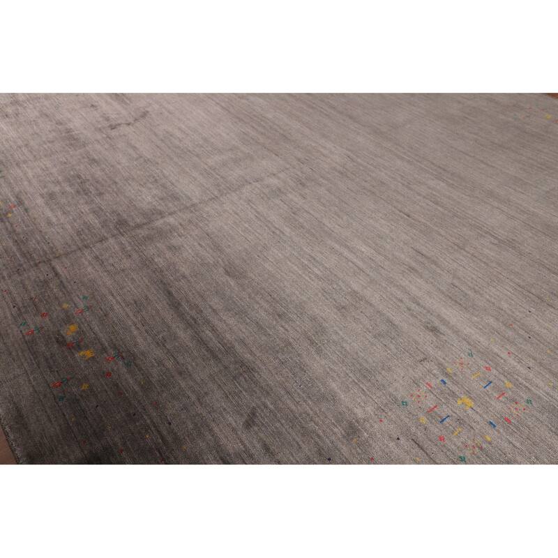 Earth Tone Gabbeh Indian Square Area Rug Handmade Wool Carpet - 10'0" X 9'9"