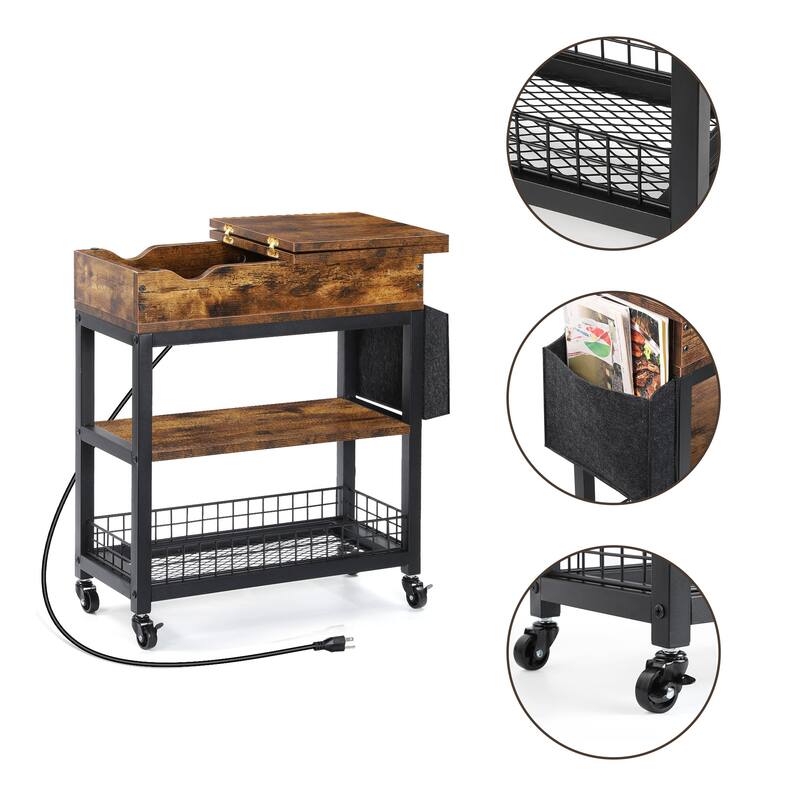 End Table with Charging Station Storage Bag