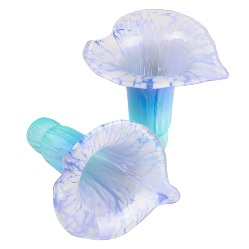 20-inch Antique Brass and Hand Blown Glass 5 Calla Lily Uplight Accent Lamp - 15" x 14" x 20"