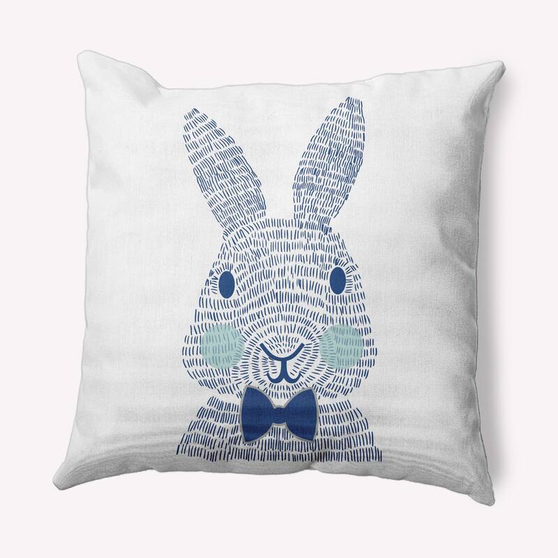 Monochrome Bunny Easter Decorative Throw Pillow - 20" x 20" - Dark Cobalt Blue