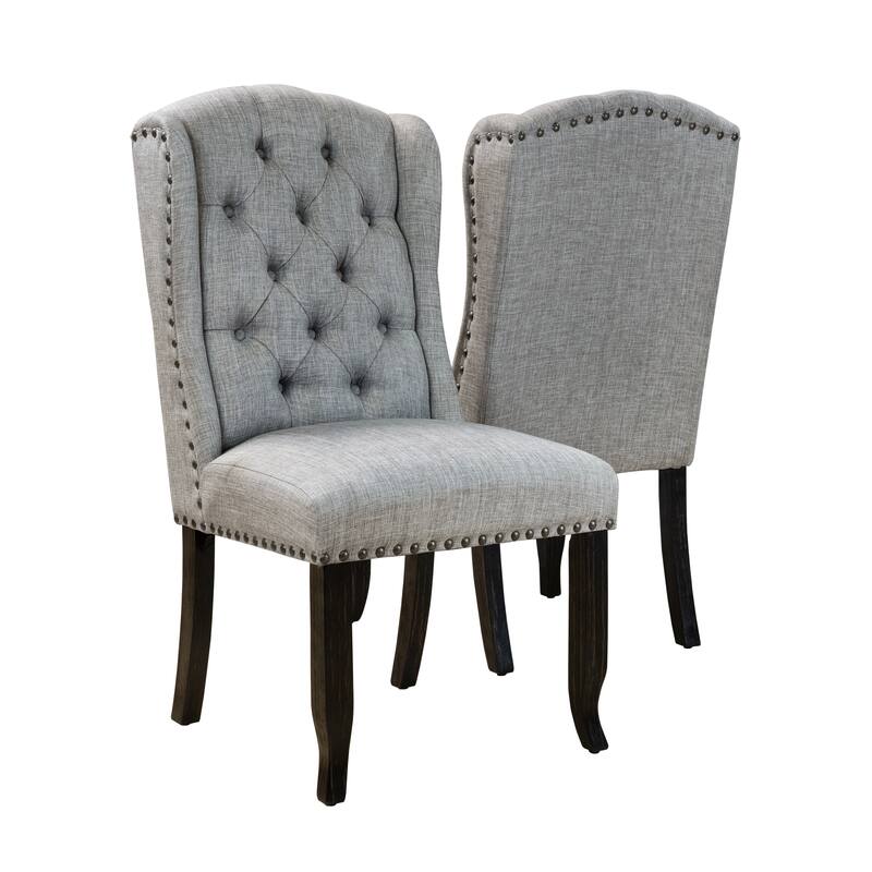 Tays Tufted Linen Wingback Dining Chairs (Set of 2) by Furniture of America