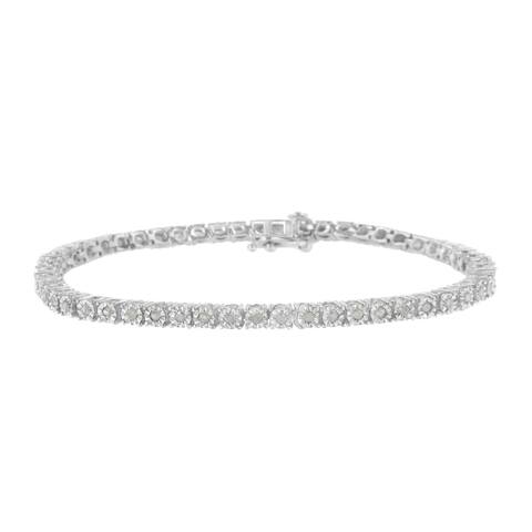 .925 Sterling Silver Round Diamond Miracle Plate Tennis Bracelet (I-J Color, I3 Clarity) - Choice of Carat Weights