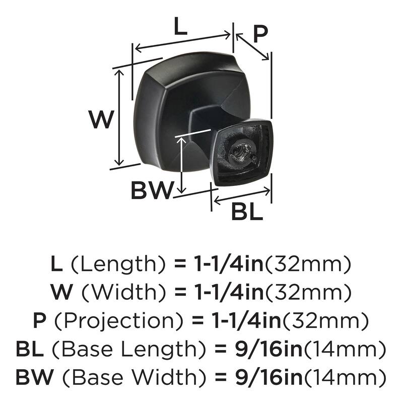 Stature 1-1/4 in (32 mm) Length Flat Black Cabinet Knob - 10 Pack - 1.25