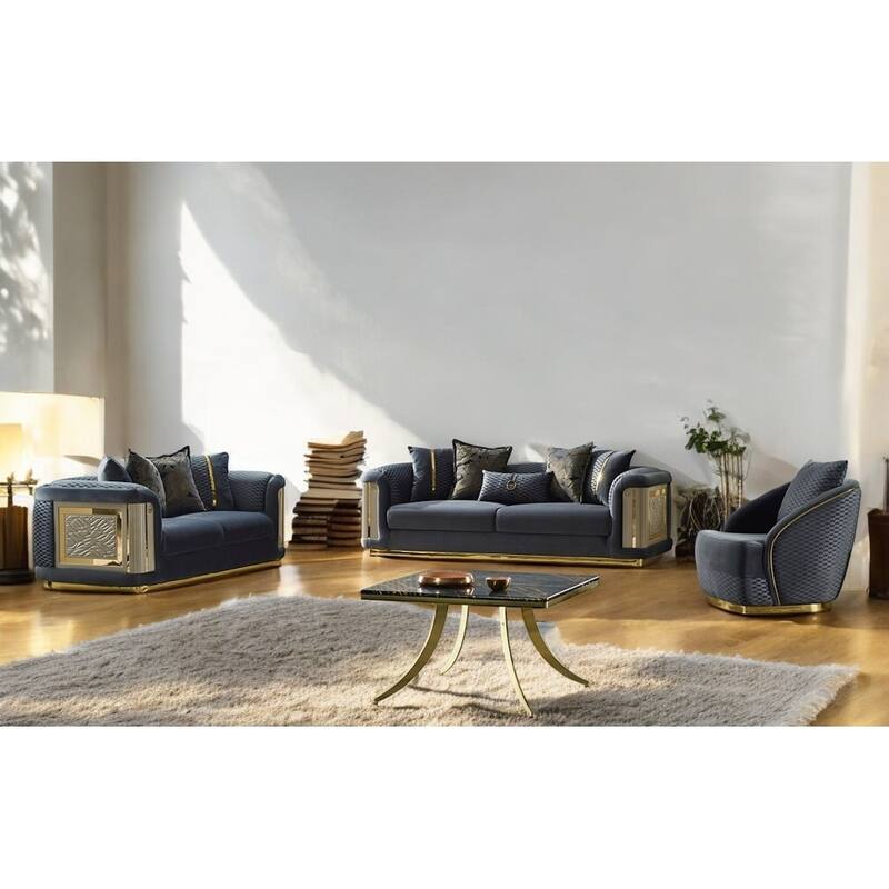 Orabella 3 Pieces Living Room Sets 1 Sofa 1 Love seat 1 Chair - Dark Grey