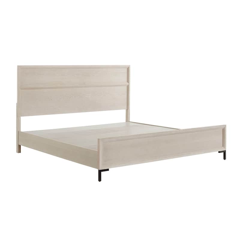 White Panel Bed - Platform Bed Frame with Metal Legs & Masonite Sheets