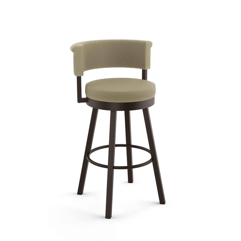 Amisco Rosco Swivel Counter Stool - Beige Fabric/Brown Metal