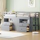 preview thumbnail 1 of 11, Gray Twin Solid Wood Loft Bed with Drawers & Cabinet Gray