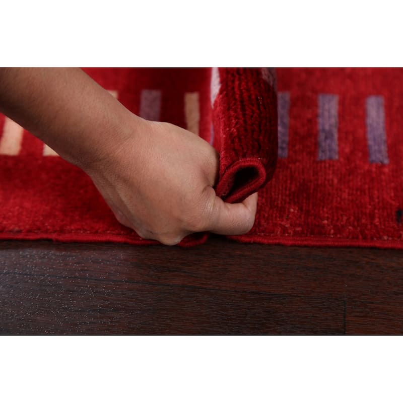 Geometric Gabbeh Kashkoli Area Rug Hand-knotted Oriental Wool Carpet - 2'7" x 4'0"
