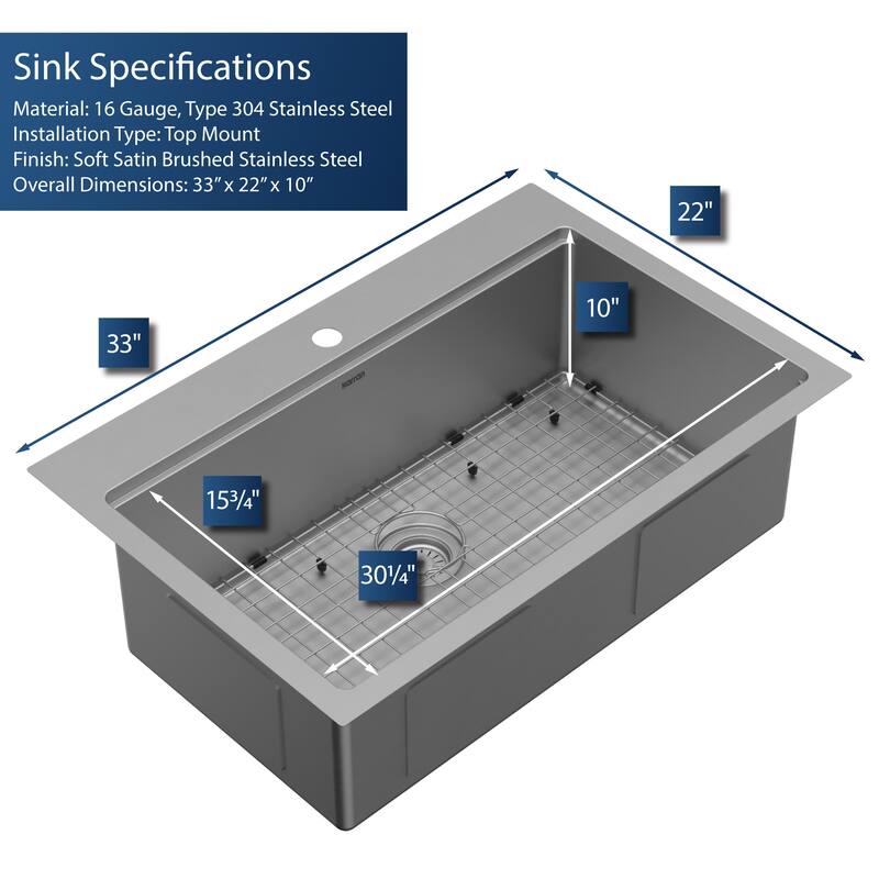 Karran USA WST-23-PK1 Elite Workstation 33" Drop In Single Basin