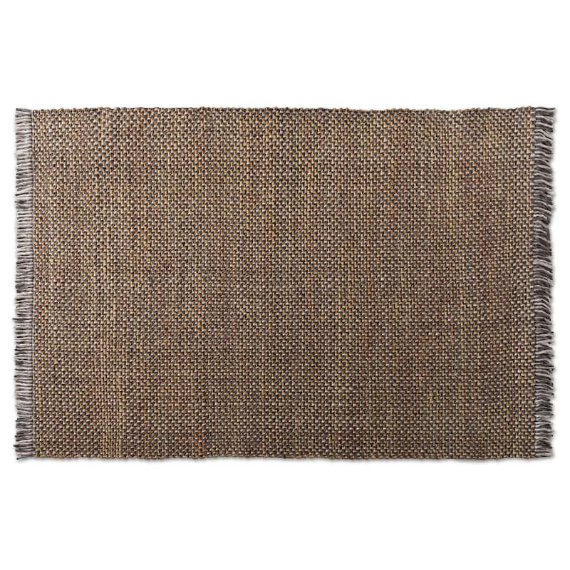 Nurten Modern and Contemporary Handwoven Hemp Blend Area Rug - 5' x 8'/Surplus - Orange&Grey