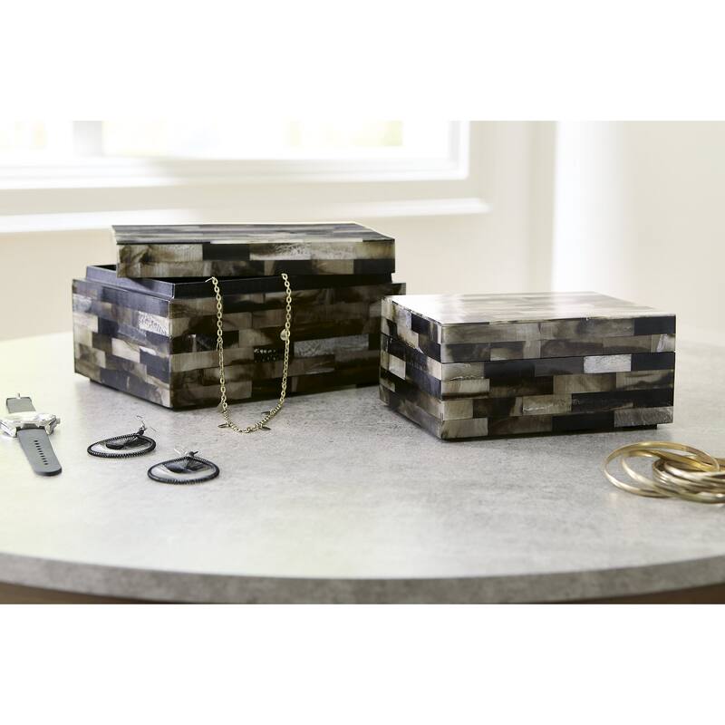 Signature Design by Ashley Ellford Black/Brown/Cream Box (Set of 2) - 9.13" W x 7.13" D x 4.63" H