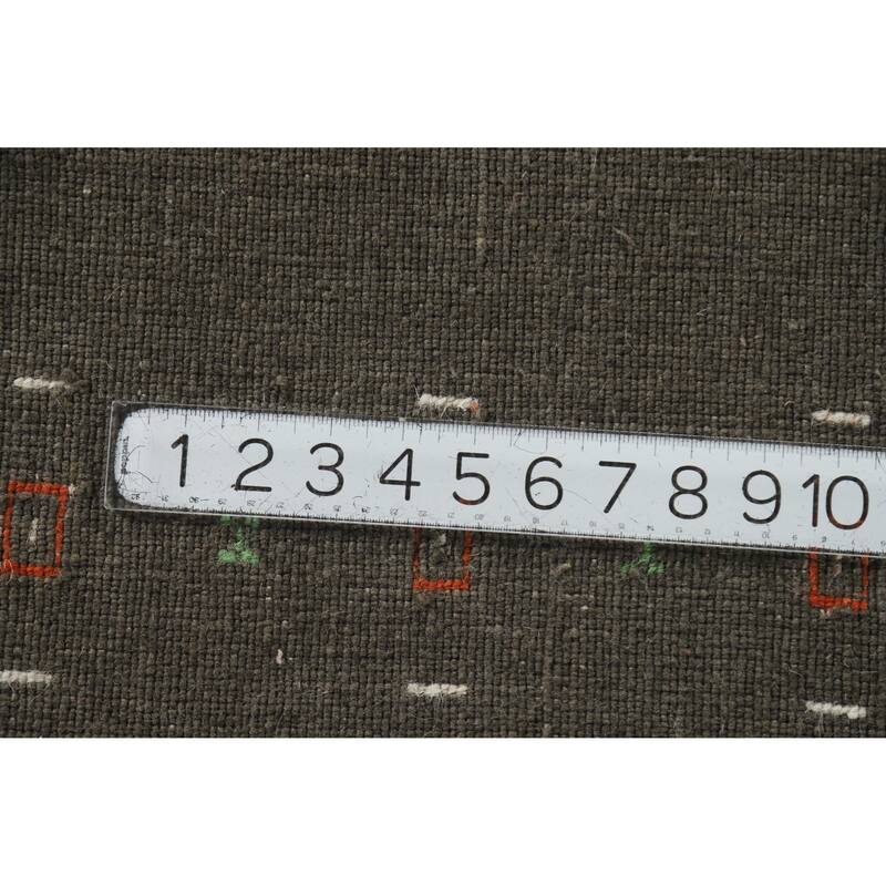 Little Animals Green Gabbeh Indian Runner Rug Hand-Knotted Wool Carpet - 2'4" x 9'2"