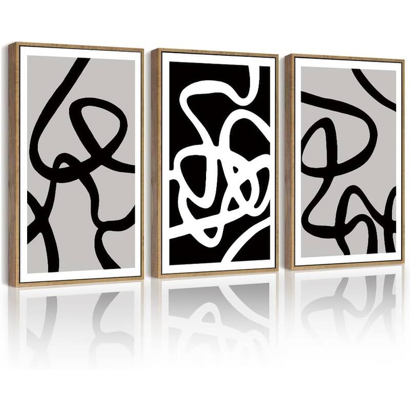 Black and White Lines Abstract Wall Art Ink Wash Minimalist - 11 x 14