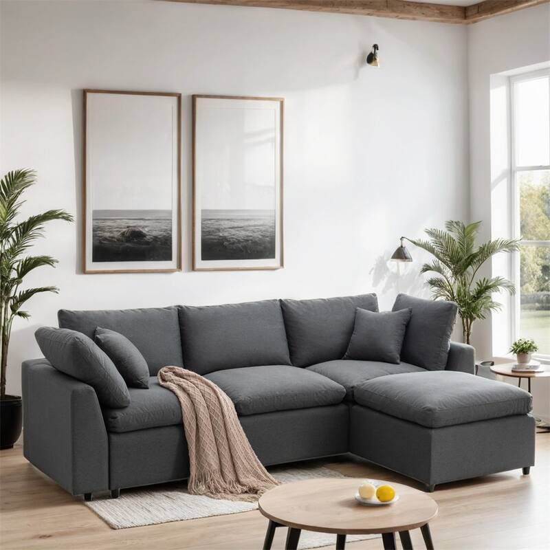 4 Seat Upholstery Convertible Sectional Sofa with Reversible Chaise