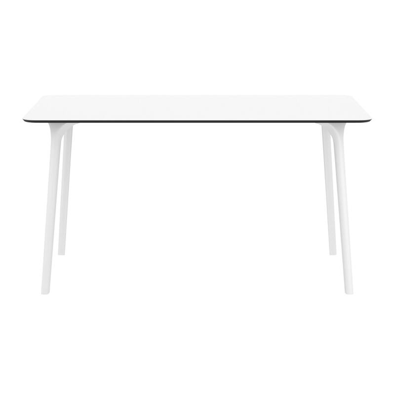 55" White Rectangular Laminated Top Outdoor Patio Dining Table