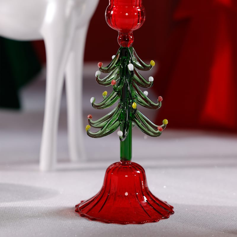 Holiday 8.25" Tall Tree Taper Candle Holders, Set of 4