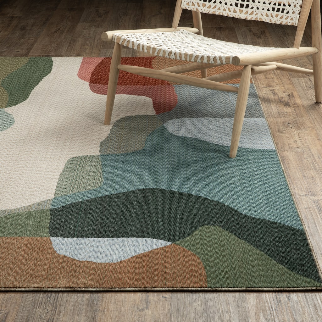 Tobias Modern Abstract Multi-colored Area Rug-